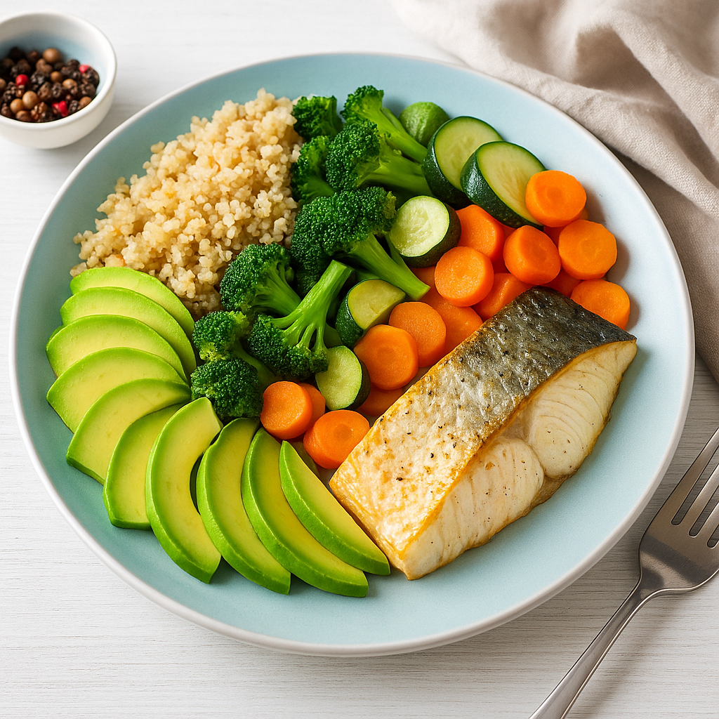 Pasto sano con verdure e proteine